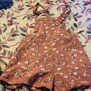 Hollister Floral Romper in Rust and Yellow